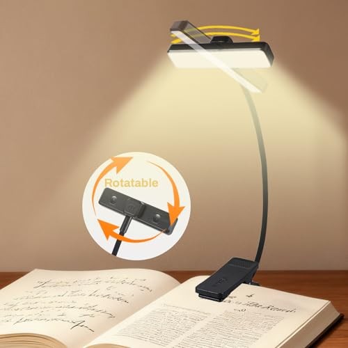 Rechargeable Book Light Rotatable：24 LEDs Reading Light, 3-Color & 9 Black