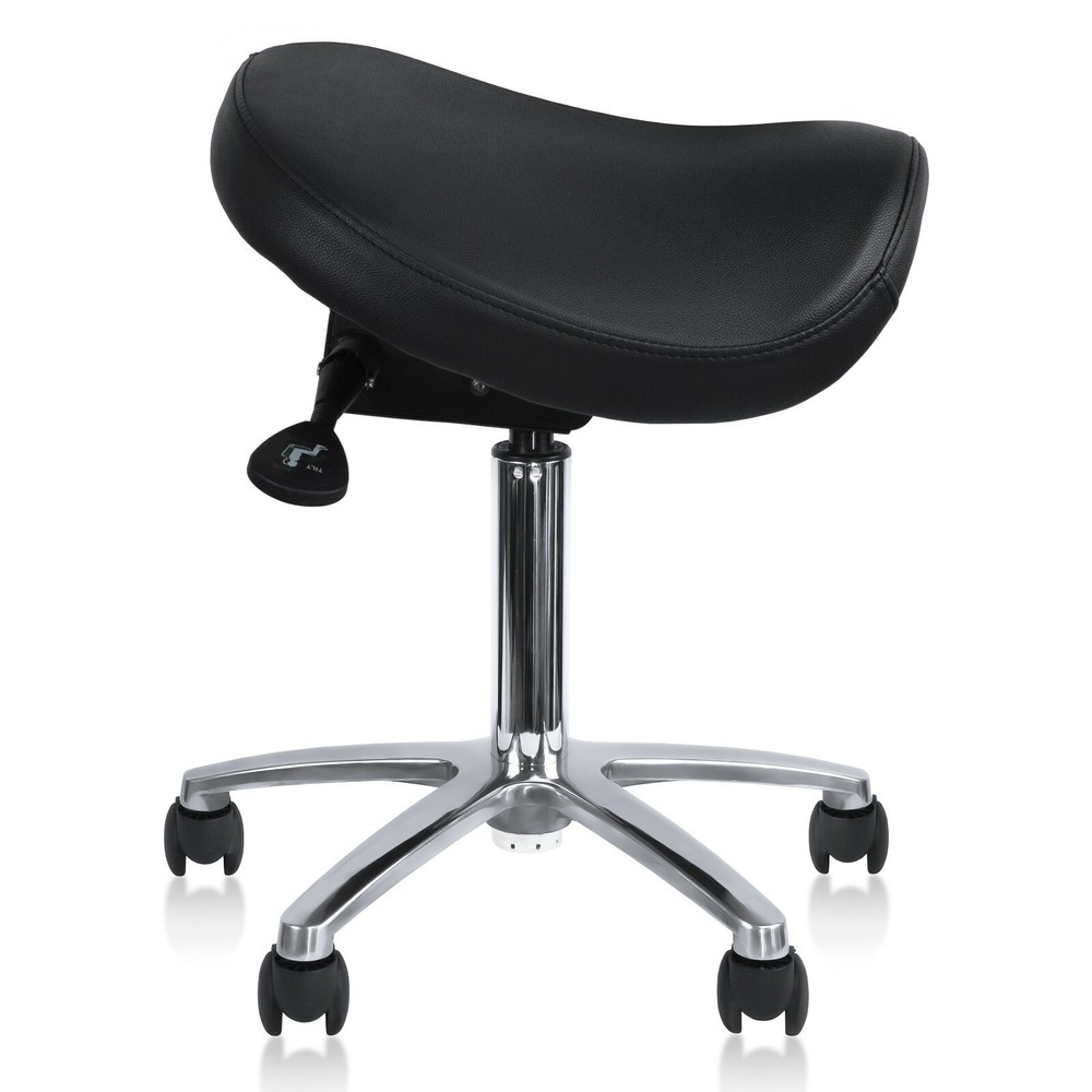 Adjustable Back Less Ergonomic Rolling Saddle Stool Chair with Tilting Seat