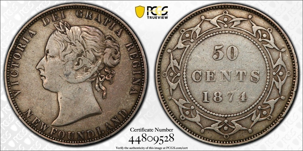Newfoundland 50 Cent 1874 PCGS Graded VF30