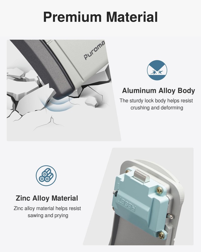 Puroma Key Lock Box Combination Lockbox Wall-Mounted Medium Capacity, Grey