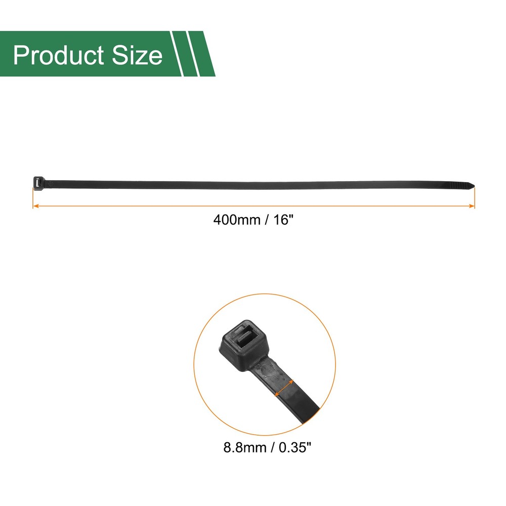 20pcs Cable Zip Ties, Plastic Ties Wraps, 16" / 400mm Self-Locking Tie, Black