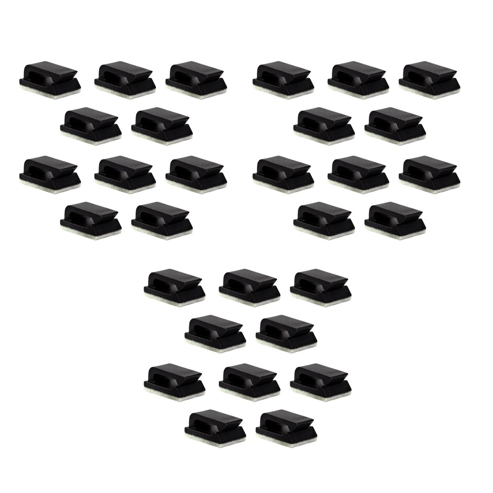 30Pcs Wire Clip Black Car Tie Rectangle Cable Holder Mount Clamp Self Adhesive