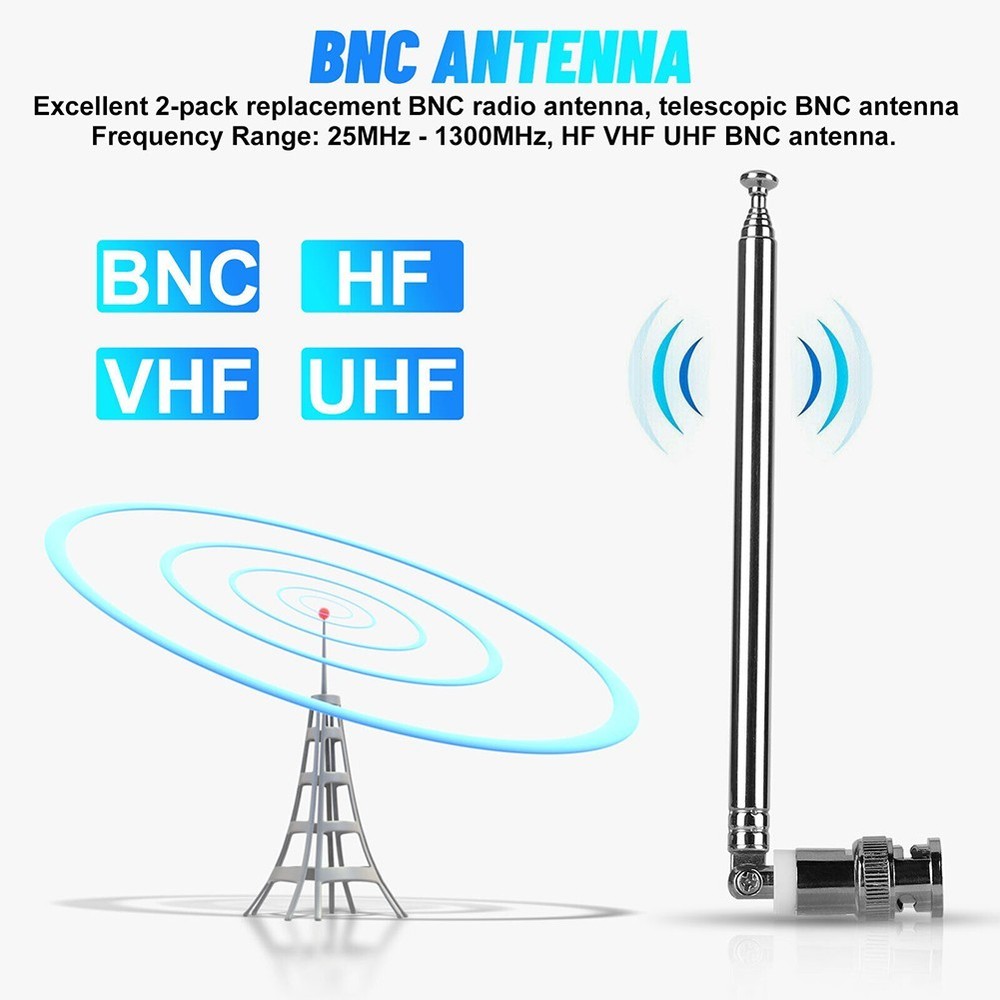 Exceptional Telescopic BNC Antenna 7 Sections AM FM UHF VHF Compatibility