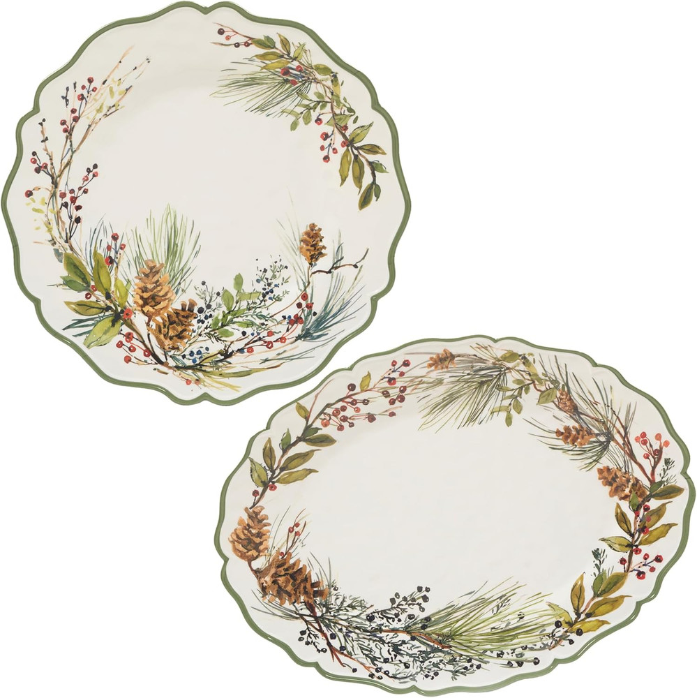 Winters Forest Melamine 2 Pc Platter Serving Set