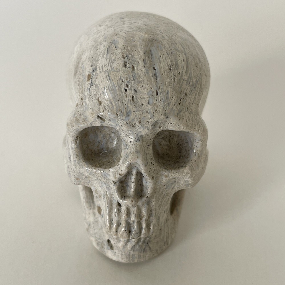 White Granite/Travertine Mini Skull 2 inches Shipped from US