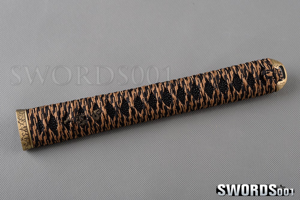 brown Tsuka Handle Real Rayskin 26 cm for Japanese Samurai Katana sword
