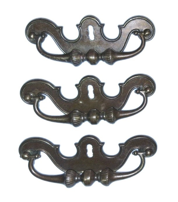 6 Vintage KBC KEELER BRASS Chippendale BATWING Backplate Draw Pulls Rare/HTF