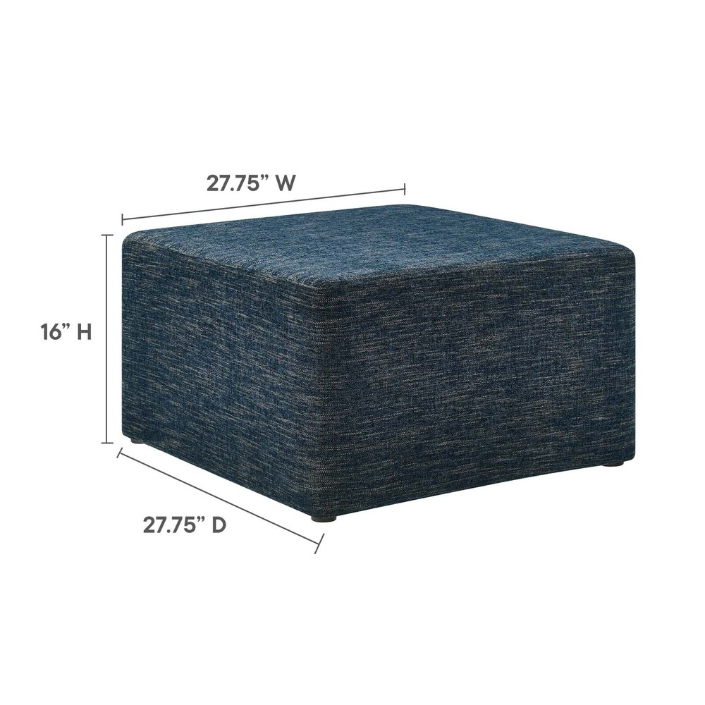 Modway Large 28" Square Woven Heathered Fabric Upholstered Ottoman
