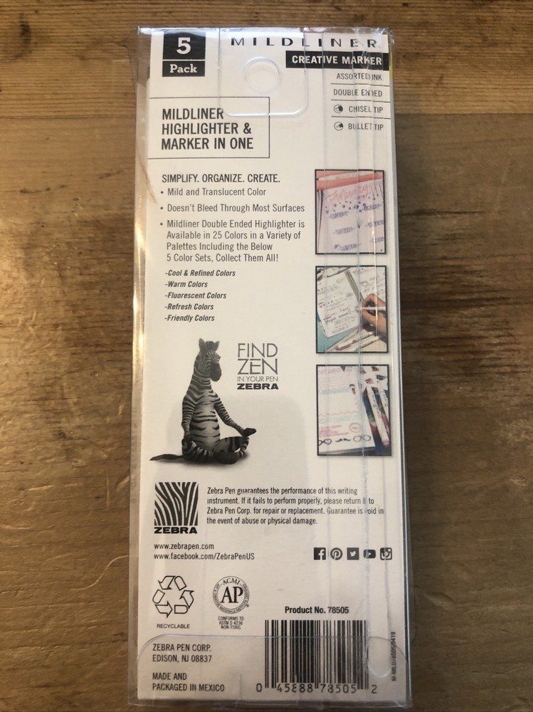 Zebra Mildliner Double Ended Marker Bold & Fine Point 5 -Friendly Mild