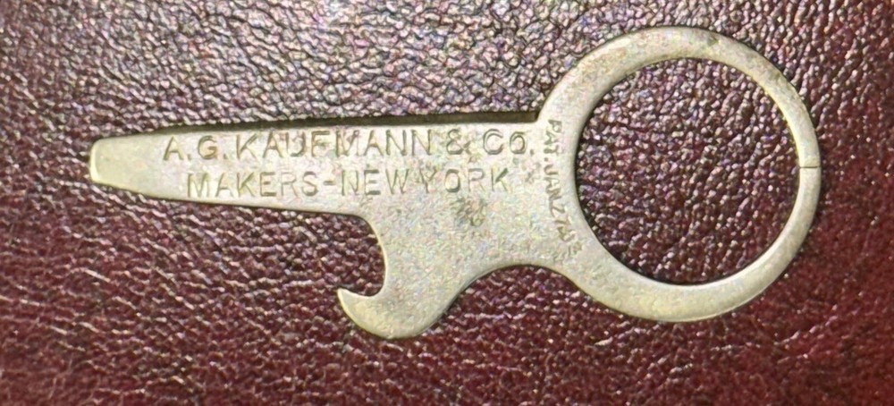 1903 John Drew 5 cent Cigar Opener Keychain Original