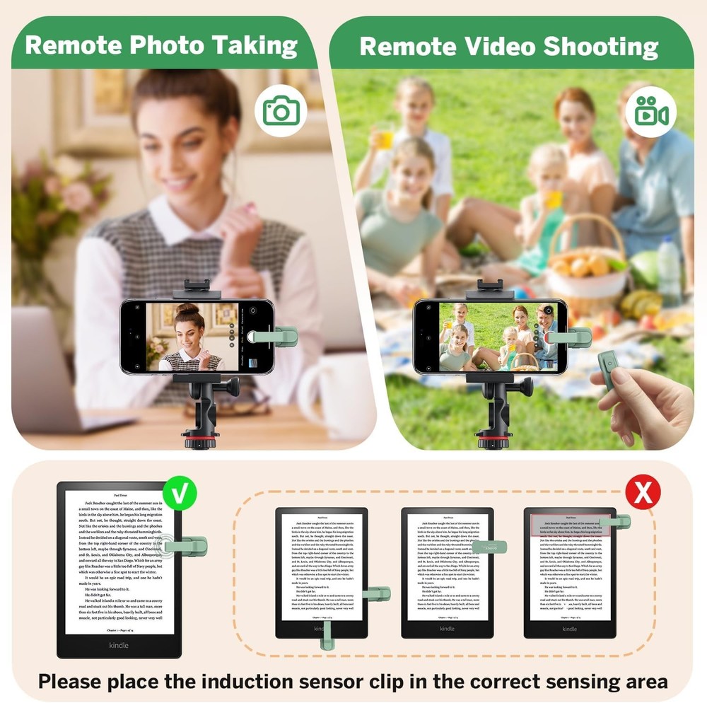 Remote Page Turner For Kindle Ring Hands-Free Reading E-Reader Tablet & Phone