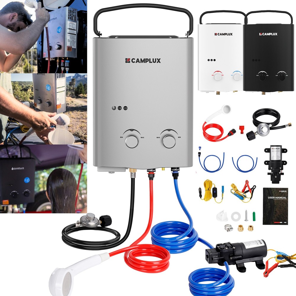 Camplux Outdoor Propane Water Heater Tankless Portable Shower for Off-grid Cabin