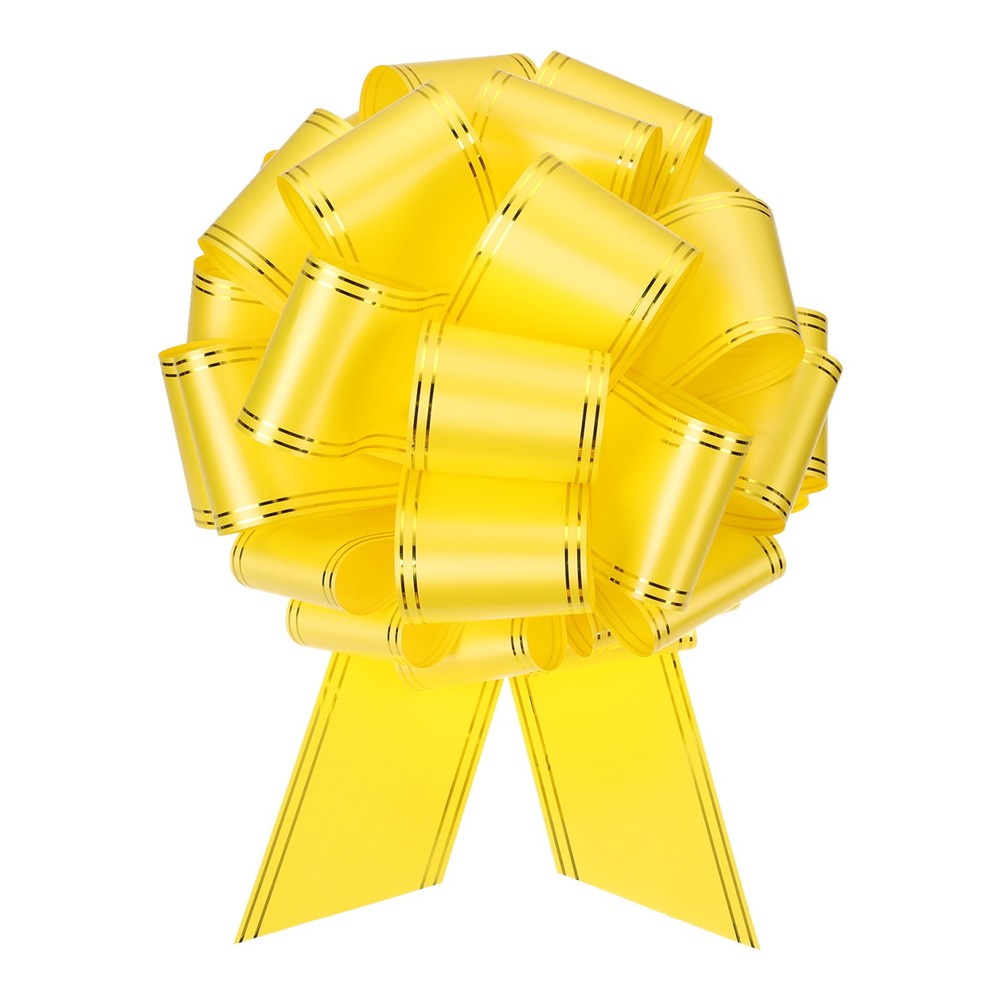 16 Inch Large Pull Bow Metallic Car Ribbon with Gold Edge Yellow