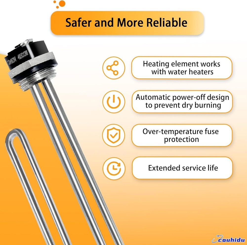 Upgraded 100108283 4500W 240V Water Heater Element Compatible with AO Smith ECT