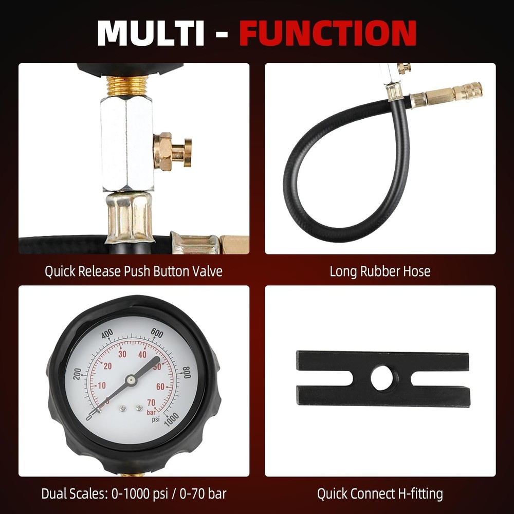 18 Pcs Diesel Engine Cylinder Compression Tester Pressure Test Tool Kit