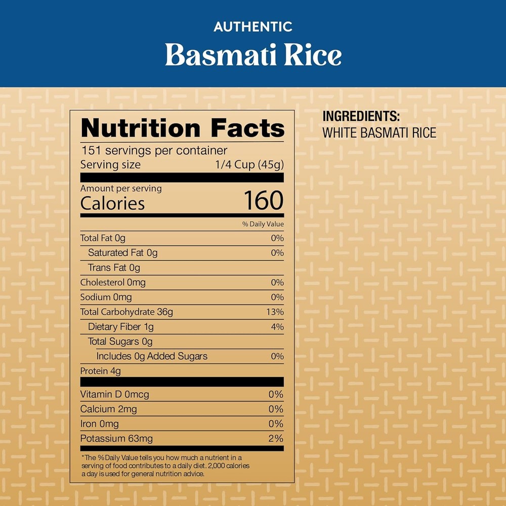 Naturally Aged Authentic Long Grain Indian White Basmati Rice - 15 lbs