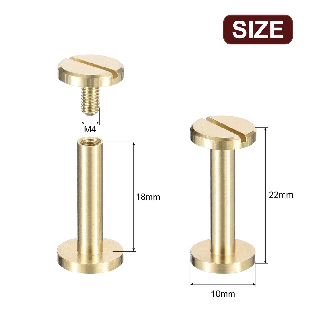 30Pack Brass Chicago Screws 18x10mm Post Nail Stud Rivet