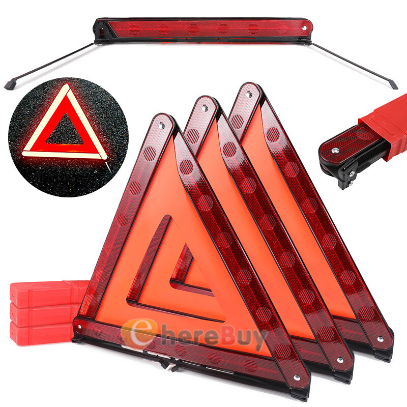 3 PCs Warning Dot Approved Triangle Emergency Reflective Sign Safety Roadside