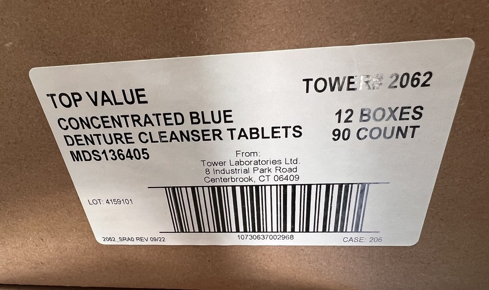 Case Of 12 New Boxes Top-Value Effervescent Denture Cleanser 90 Tablets Each Box