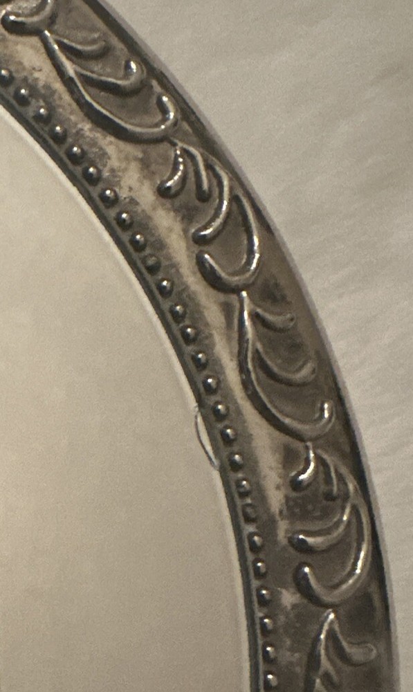 Vintage Silver Plated Scrolled Round Vanity Hand Mirror