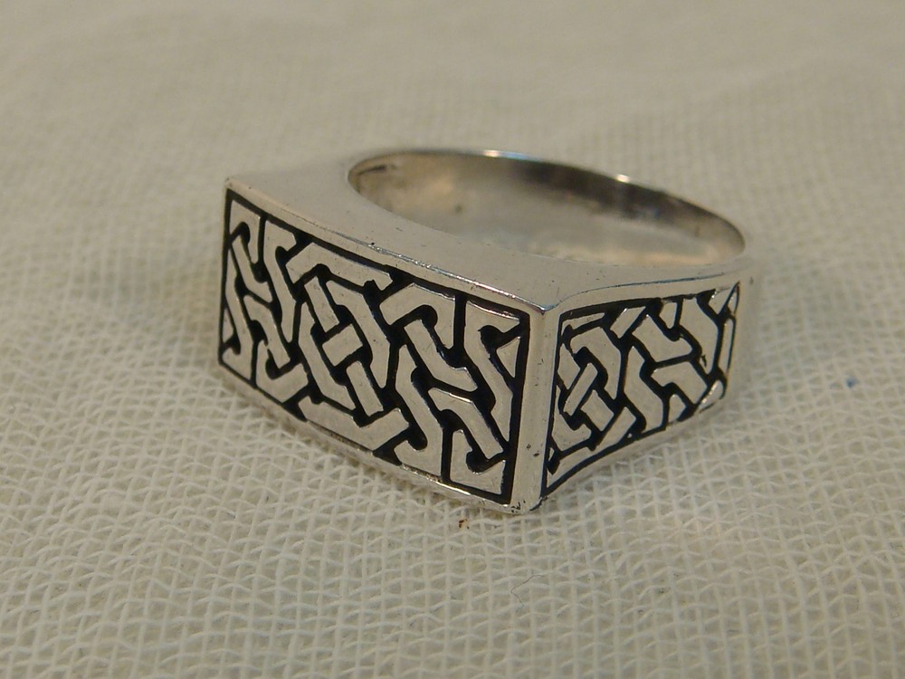 STERLING SILVER CELTIC KNOT RING SIZE 12 SQUARE KNOTWORK MODERNIST