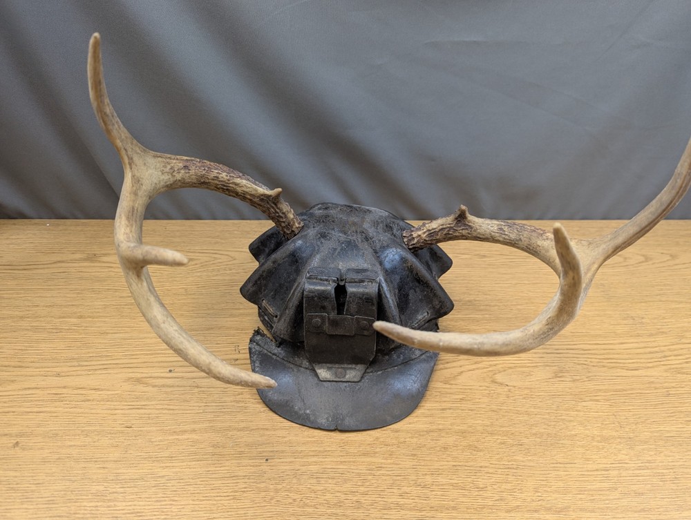 Coal Miner Mining Hat Leather Turtle Shell Helmet 1920’s W Applied Stag Antlers!