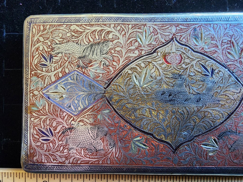 Antique 700 Silver Cigarette Case OG Straps Inside Tested+ Clasp Works