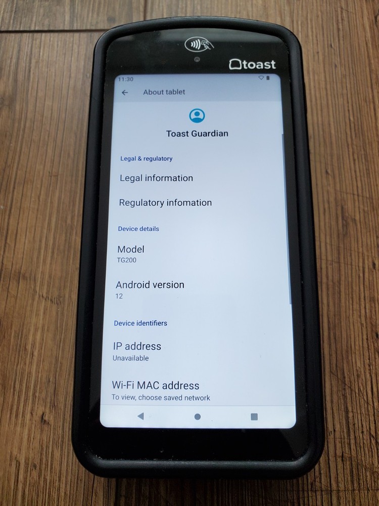 Toast Flex POS Go 2 Handheld Tablet Mobile Computer Device - TG200 - Android 12
