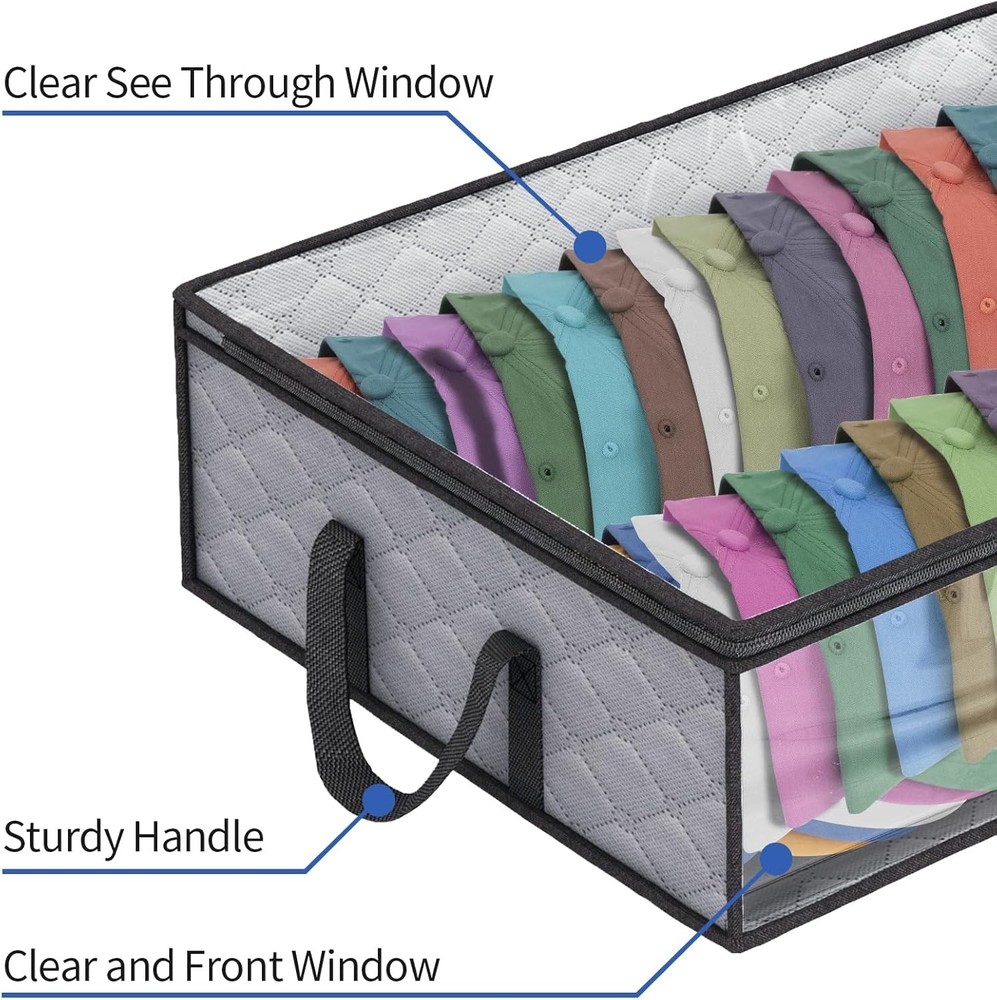 Fixwal Wide Hat Storage for Baseball Caps Organizer with 2 Sturdy grey