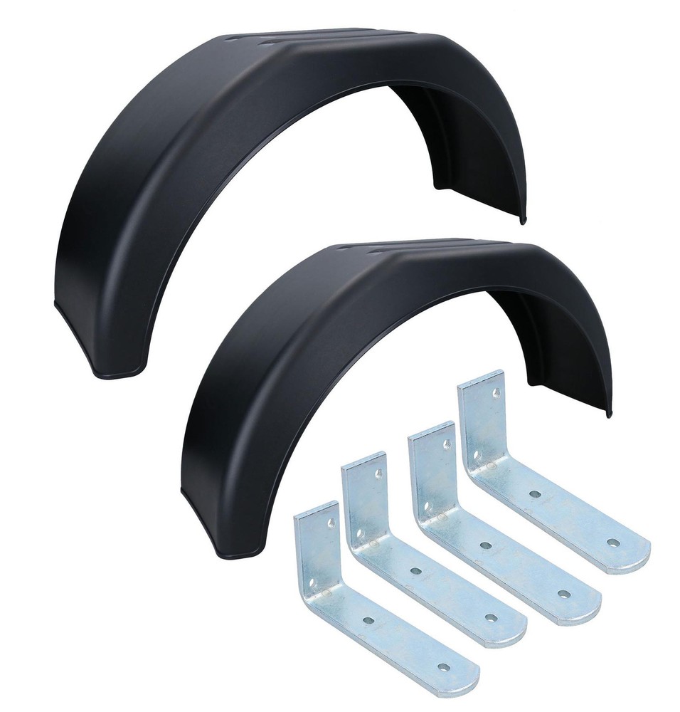 13" Plastic Mudguards Fender (Pair) Flush Fit & Mud Guard Angle (SMALL) Bracket