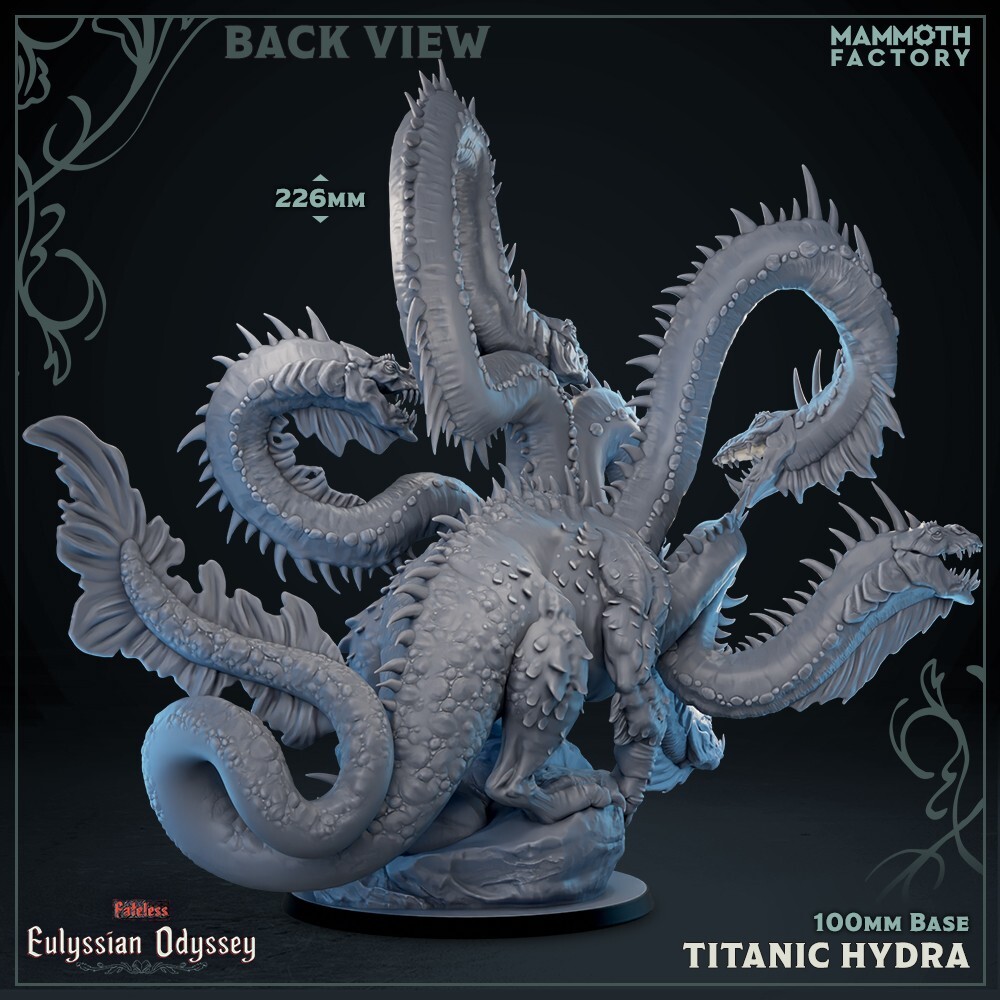 Colossal Hydra Model Miniature 3D Printed Resin Multi Head Dragon Paintable