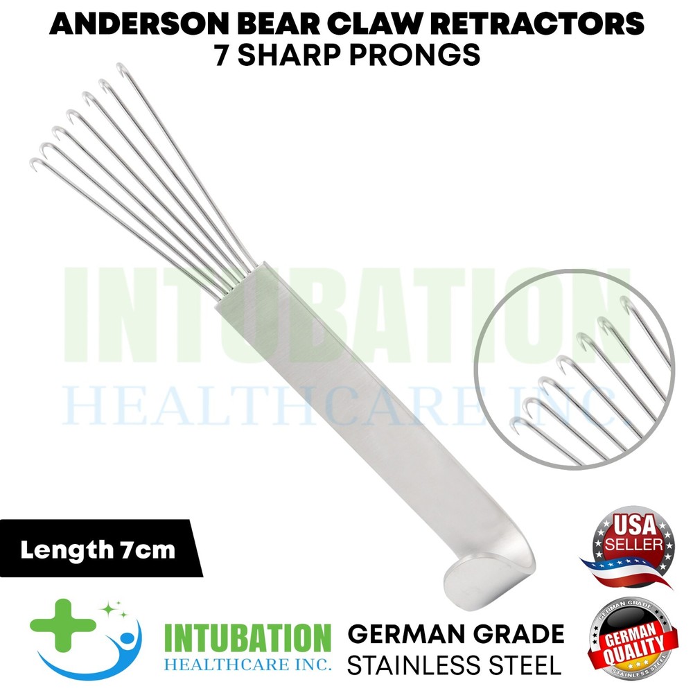 Anderson Bear Claw Retractors 7 Sharp Prongs Facelift Hook Plastic Surgery Tools