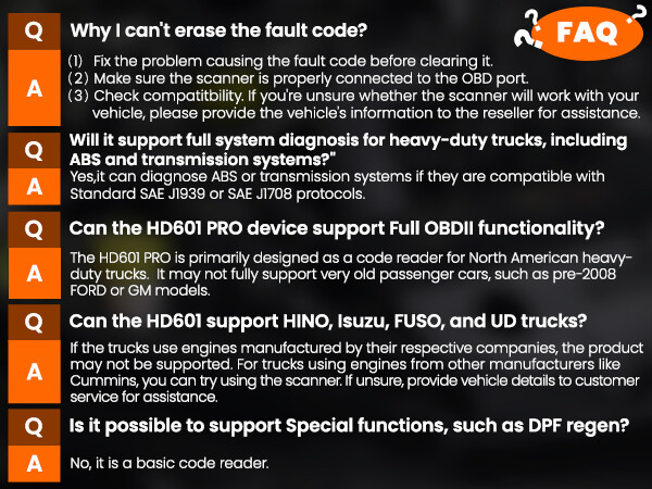 ANCEL HD601 Diesel Truck Diagnostic Tool OBD Scanner All Systems Engine Check