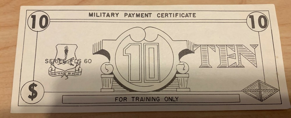 CHIT TOKEN MILITARY PAYMENT CERTIFICATE TRAINING BANKNOTE