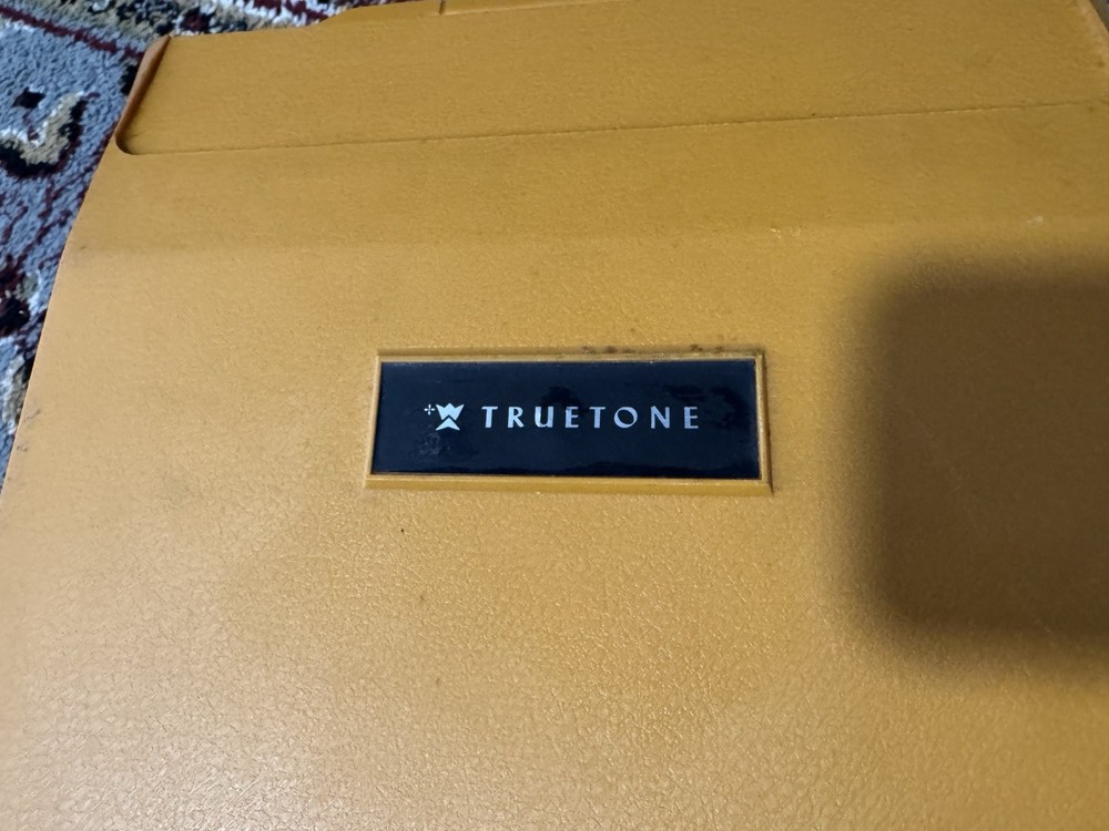 Vintage Truetone Record Player Orange Handled Case “New”