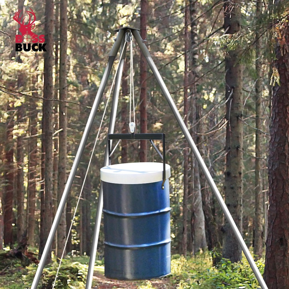 Tripod Header with Pulley for Deer Feeder System Attachment (Feeder Excluded)