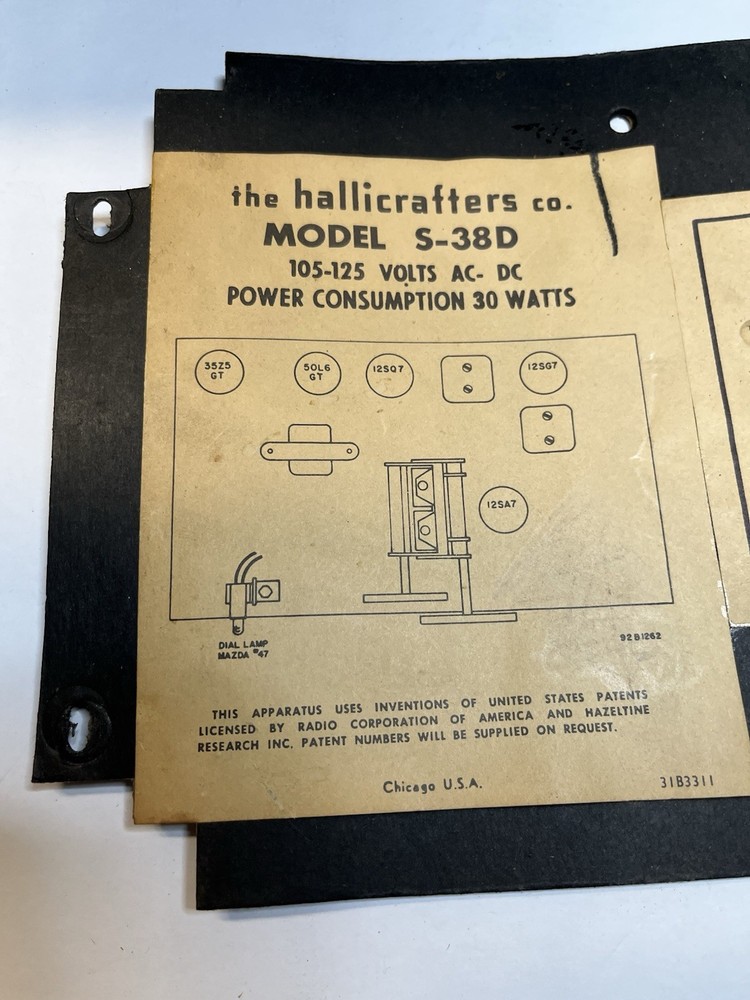 hallicrafters S38D Radio Receiver Bottom cover panel