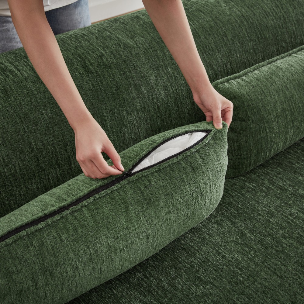 L-Shape Chenille Sectional Sofa, Comfy Sleeper Couch w/ No Assembly