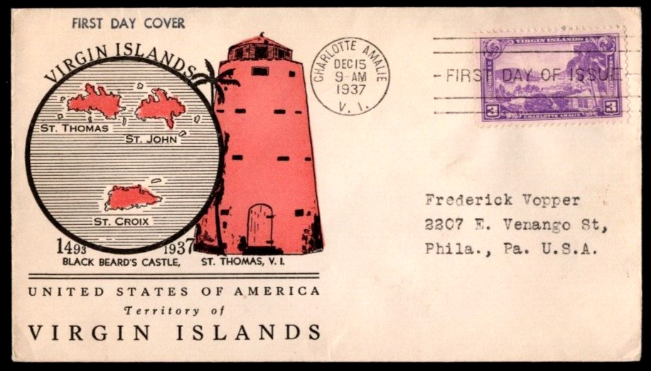 SC# 802 FDC, Virgin Islands, Linprint cachet