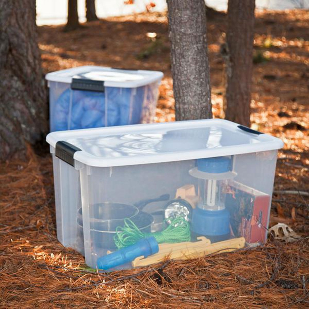 Sterilite Clear Plastic Stackable Storage Bin with Latching Lid
