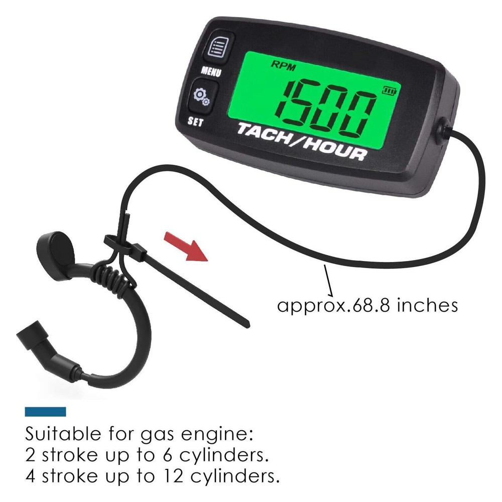 Digital Maintenance Tach/Hour Meter,Battery Replacement For Small Gas Engine