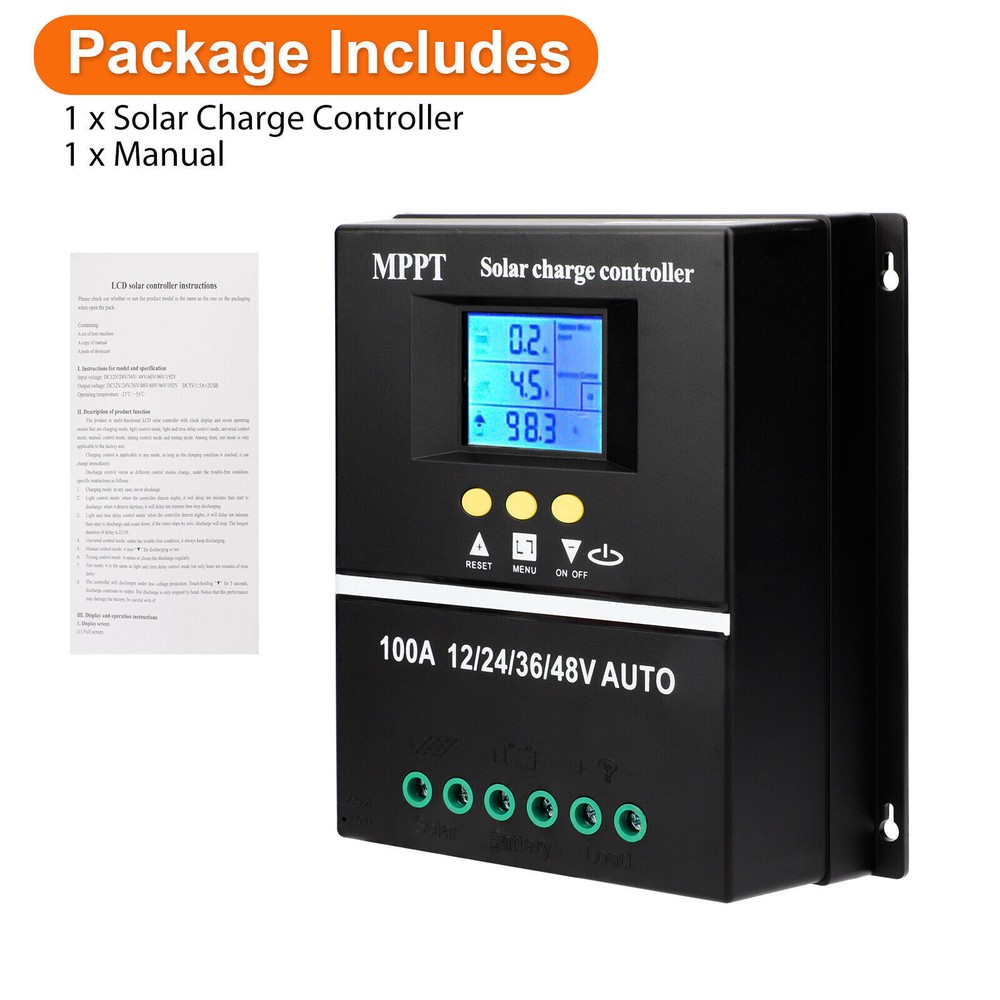 100A MPPT Solar Charge Controller Max 100V Input Dual USB for Lead-Acid/Lithium