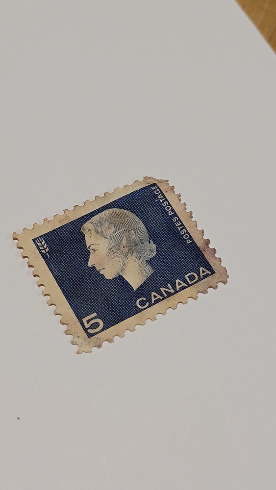 Canada Postage Queen Elizabeth II Blue 5 Cent Stamp
