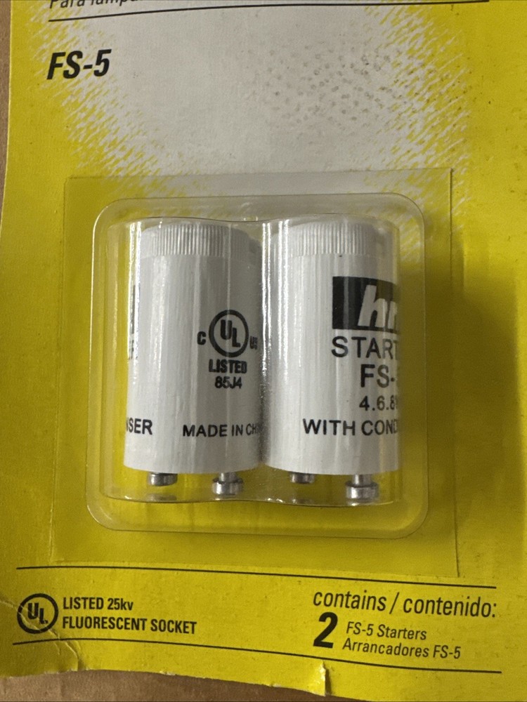 GE Fluorescent Starters - 6 pack FS-5 Starters - 4, 6, 8 Watt