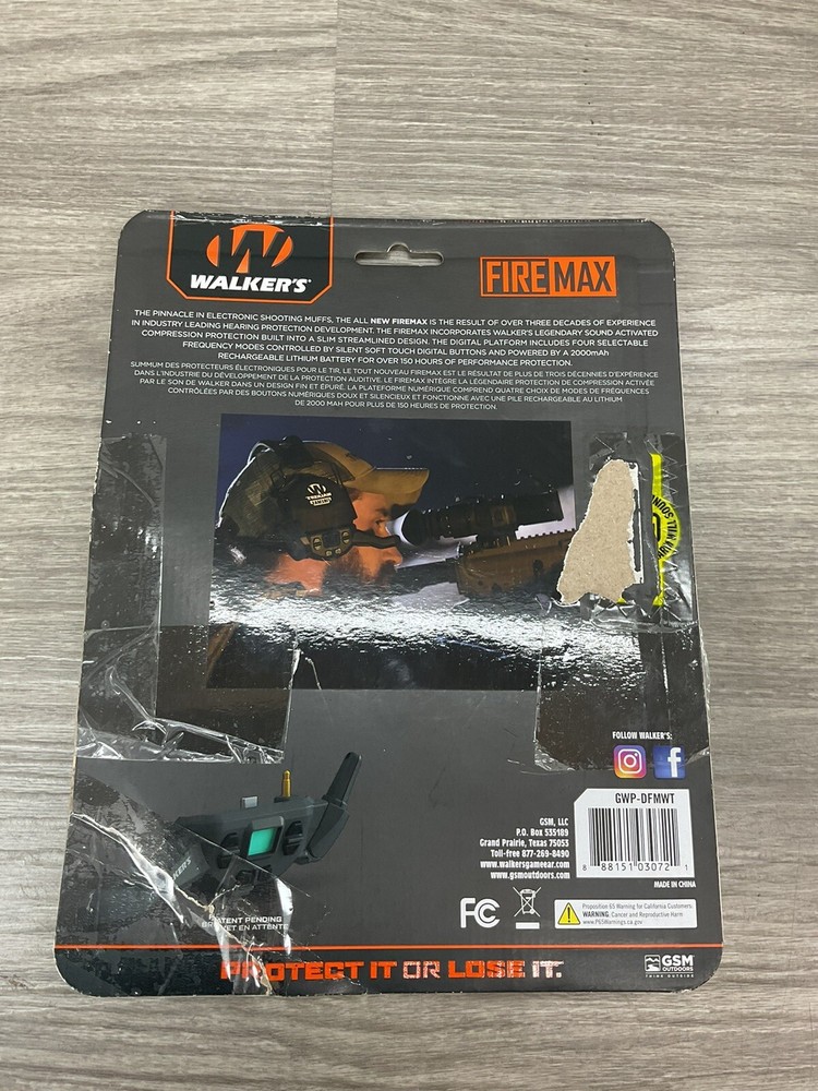 Walkers FireMax Muff Walkie Talkie Attachment, Black - GWP-DFMWT