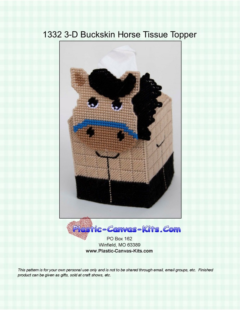 Buckskin Horse Tissue Topper-Plastic Canvas Pattern or Kit