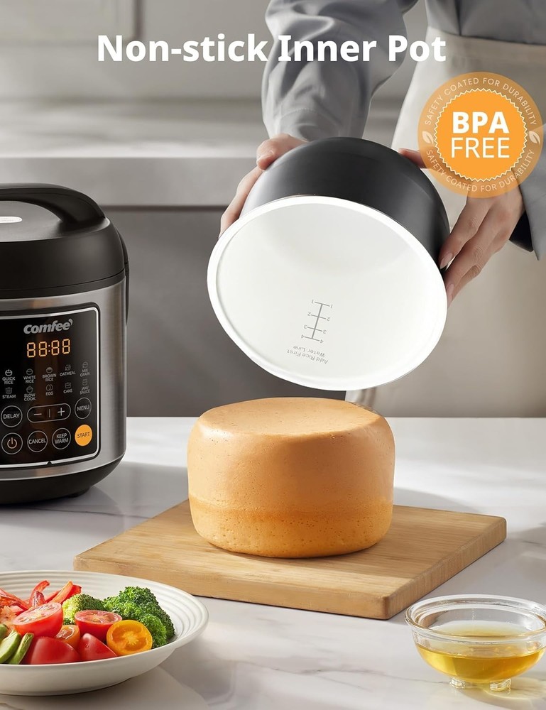 Versatile 4-Cup Rice Cooker with Steamer Basket and Automatic Keep Warm Feature
