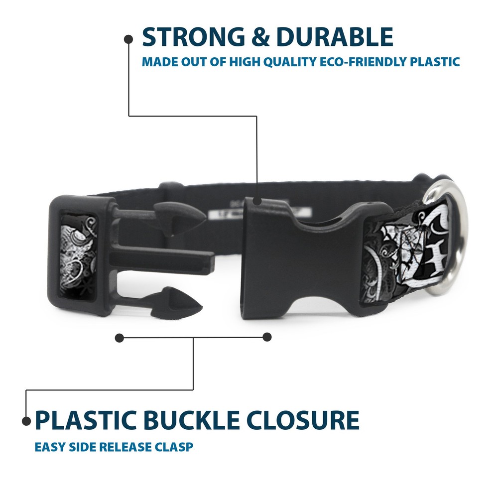 Plastic Clip Collar Honor Black/White Large 15-24"