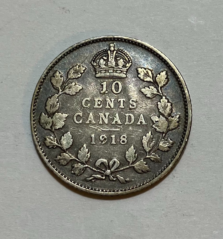 1918 Canada Silver 10 Cents