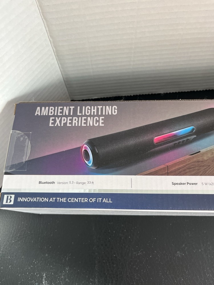 Brookstone LED Wireless 17.7" Soundbar LED Lights Bluetooth Multiple Inputs USB